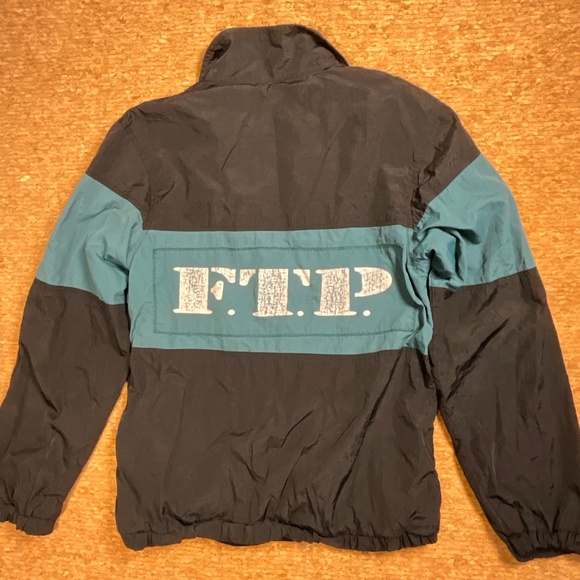 FTP 187 Streetwear Windbreaker Jacket Black Teal Zip Small Rare - Picture 8 of 16